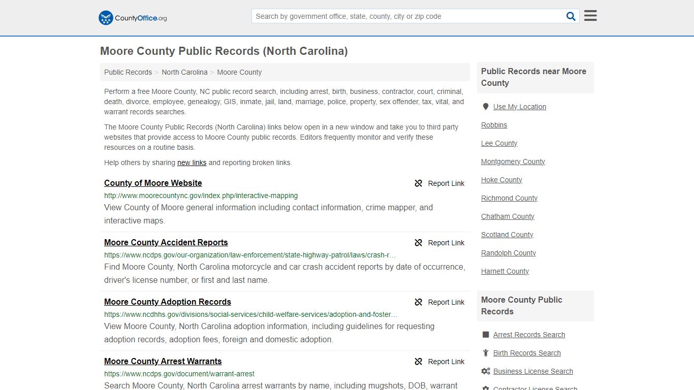 Moore County Public Records (North Carolina) - County Office